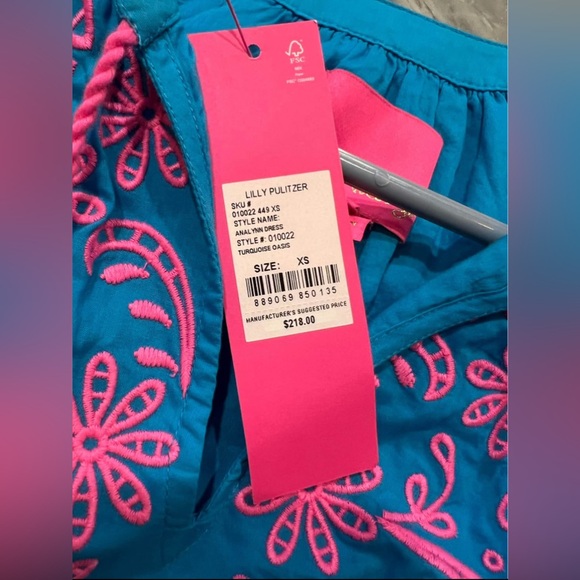 Lilly Pulitzer Annalyn dress size XS turquoise pink NWT - Picture 3 of 3